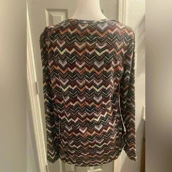 Forbidden Society chevron pattern in fall colors long sleeve stretchy NWOT Med - Picture 7 of 9